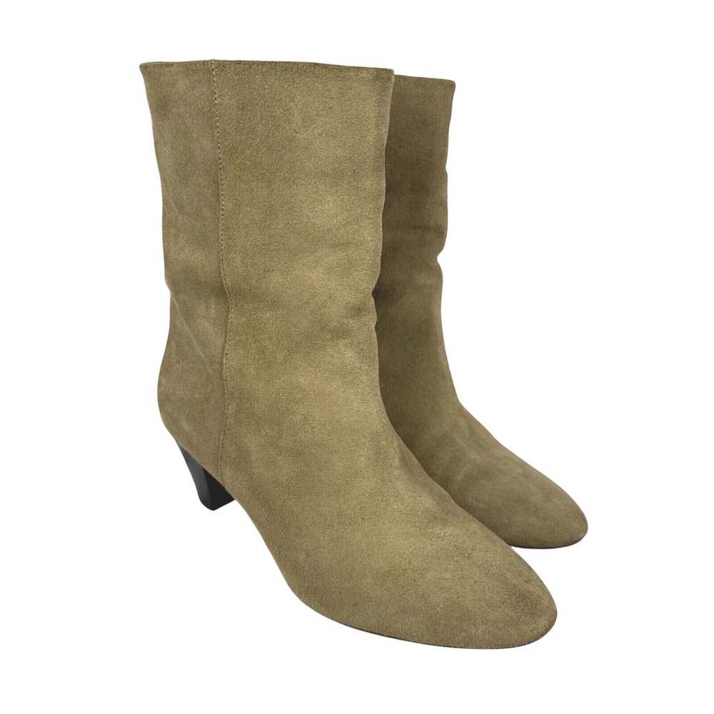 Isabel Marant Dyna Ankle Boots Size 37 US 7 Sand Velvet Calfskin‎ Suede Low Heel